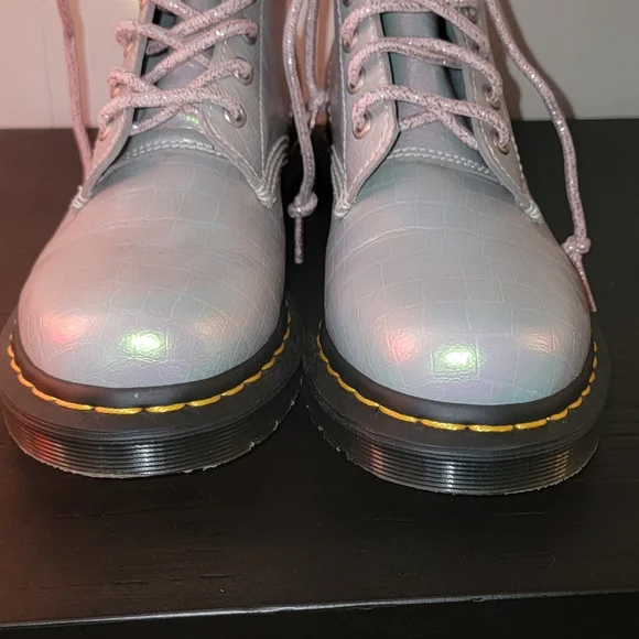 Dr Martens Iridescent Croc Pattern Pascal 1460 Lace Up Boots - Picture 2 of 14